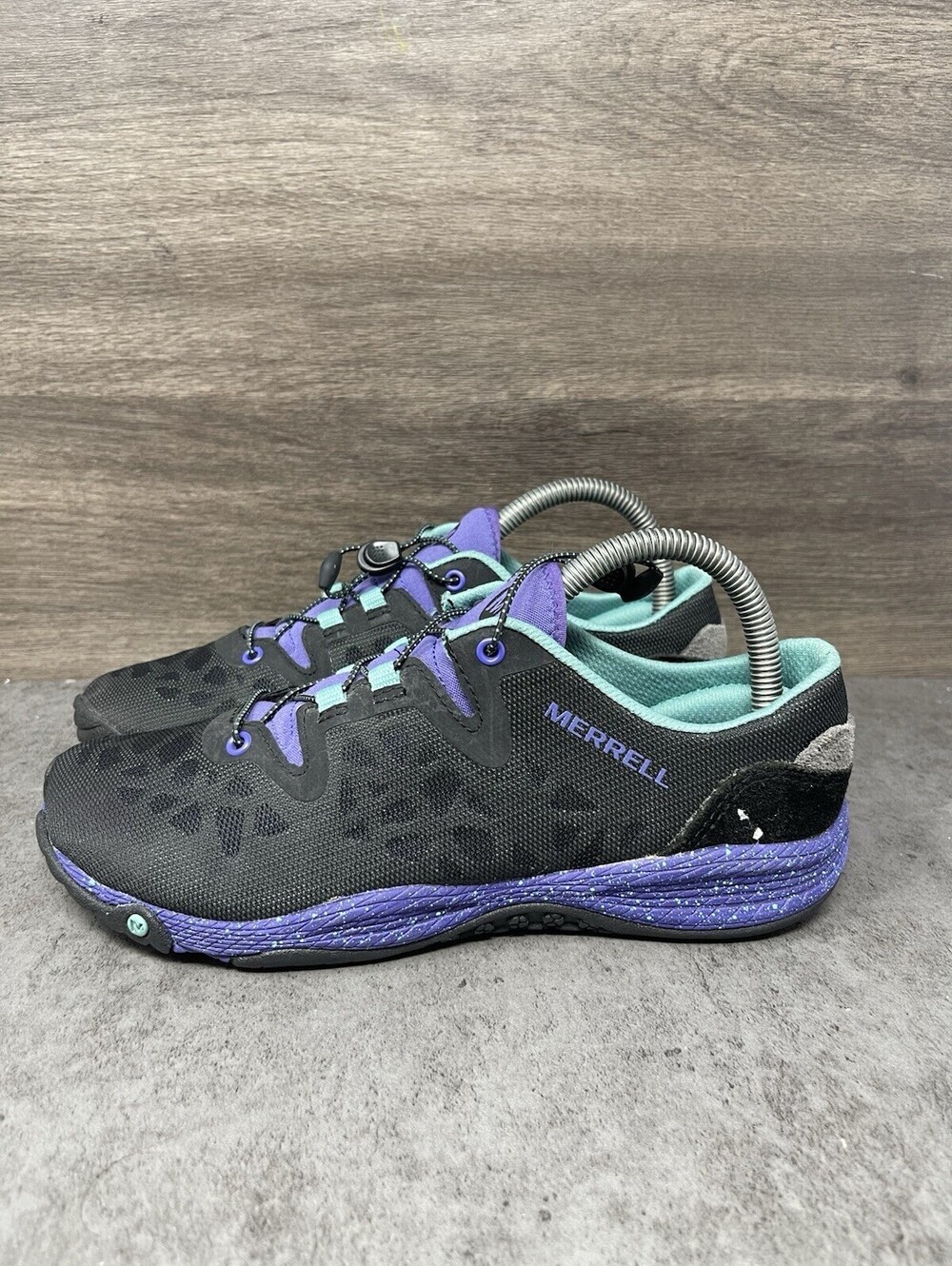Merrell Barefoot Pace Glove Womens Size 7 Black Purple Minimalist Trail Shoes